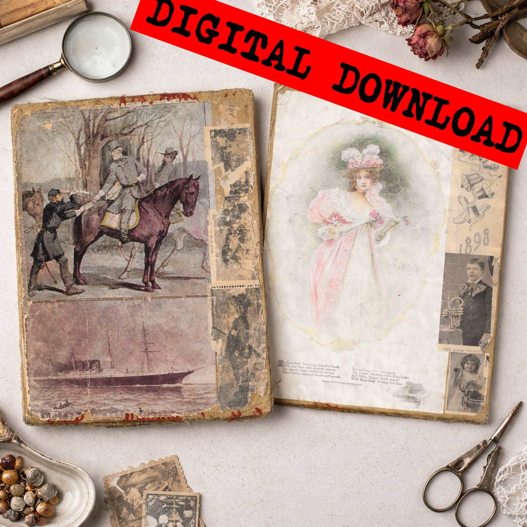 1902 Victorian Scrapbook – Printable Antique Ephemera Pages | Vintage Junk Journal Kit | Instant Digital Download
