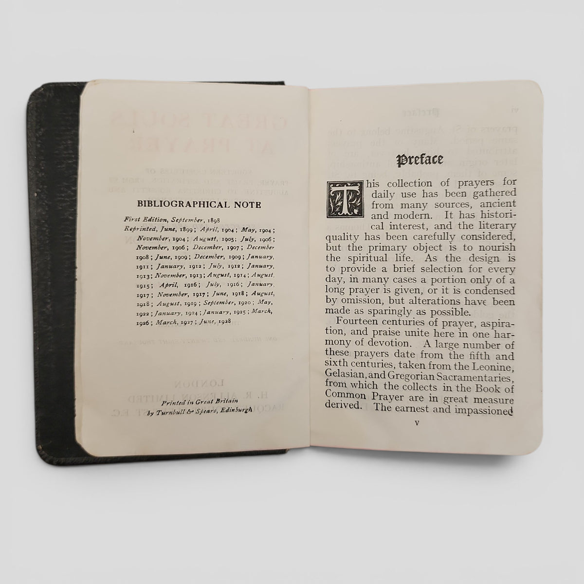 Great Souls at Prayer by Mrs Mary W. Tileston-  Vintage Leather Bound Prayer Book