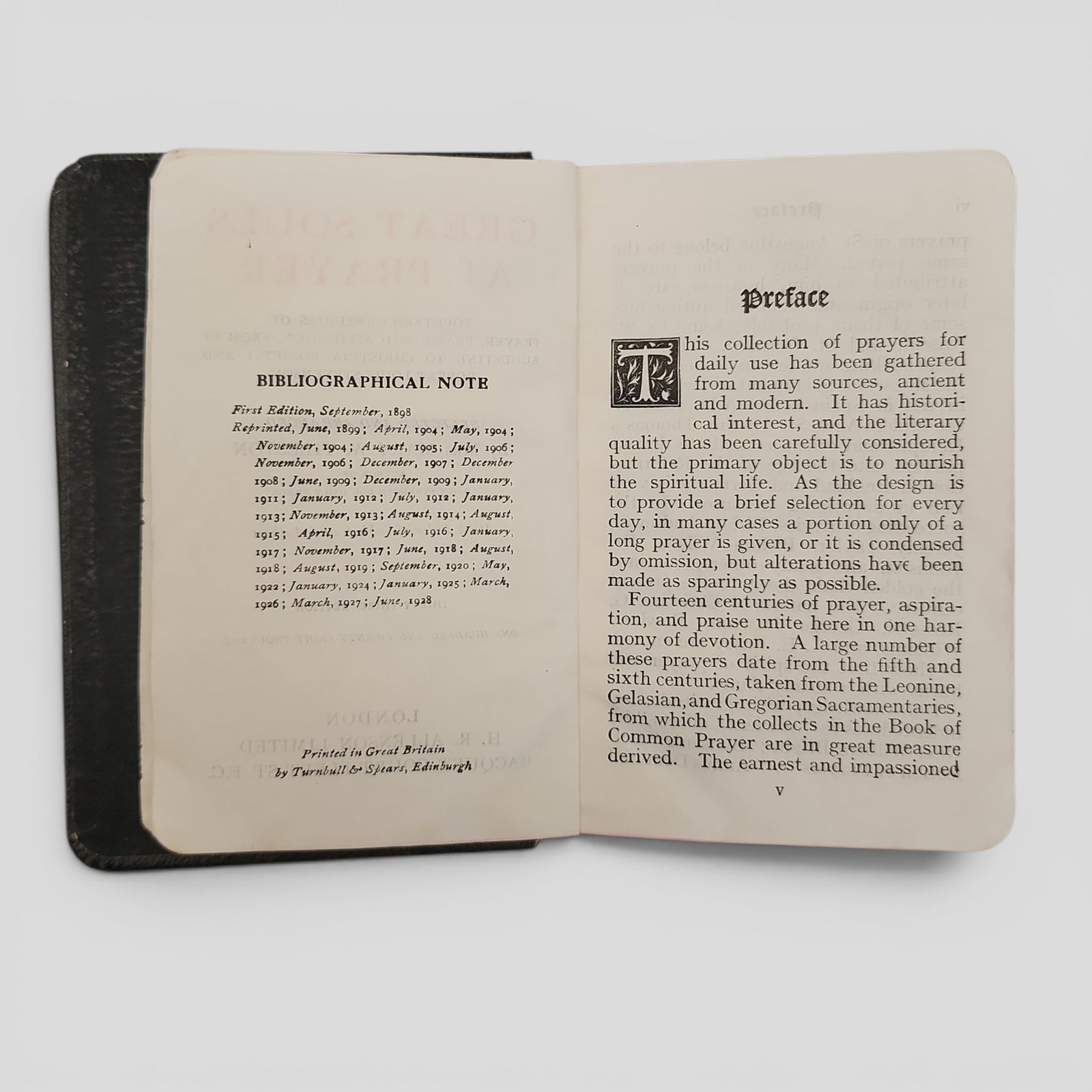 Great Souls at Prayer by Mrs Mary W. Tileston-  Vintage Leather Bound Prayer Book
