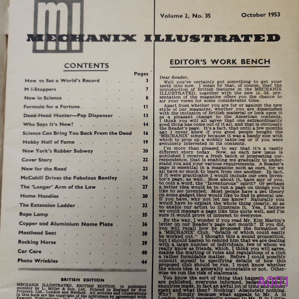 Mechanix Illustrated British Edition Vol. 2 No. 35 October 1953