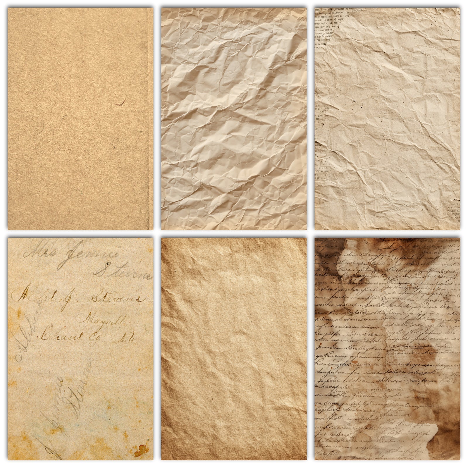 Aged and Textured Paper Digital Pack for Junk Journals