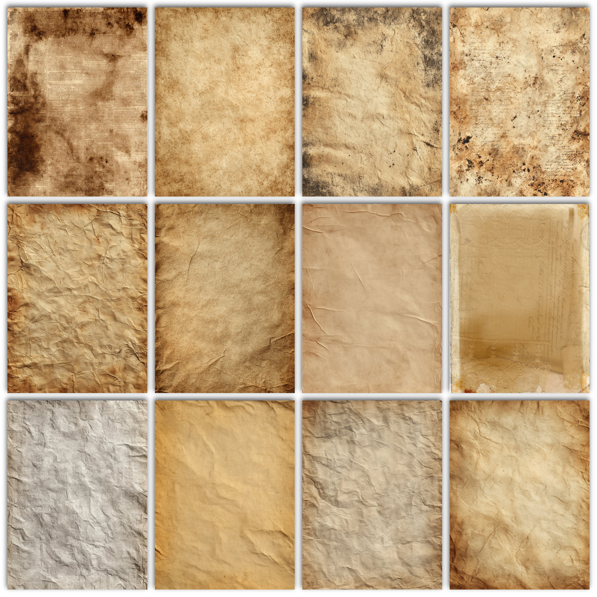 Aged and Textured Paper Digital Pack for Junk Journals