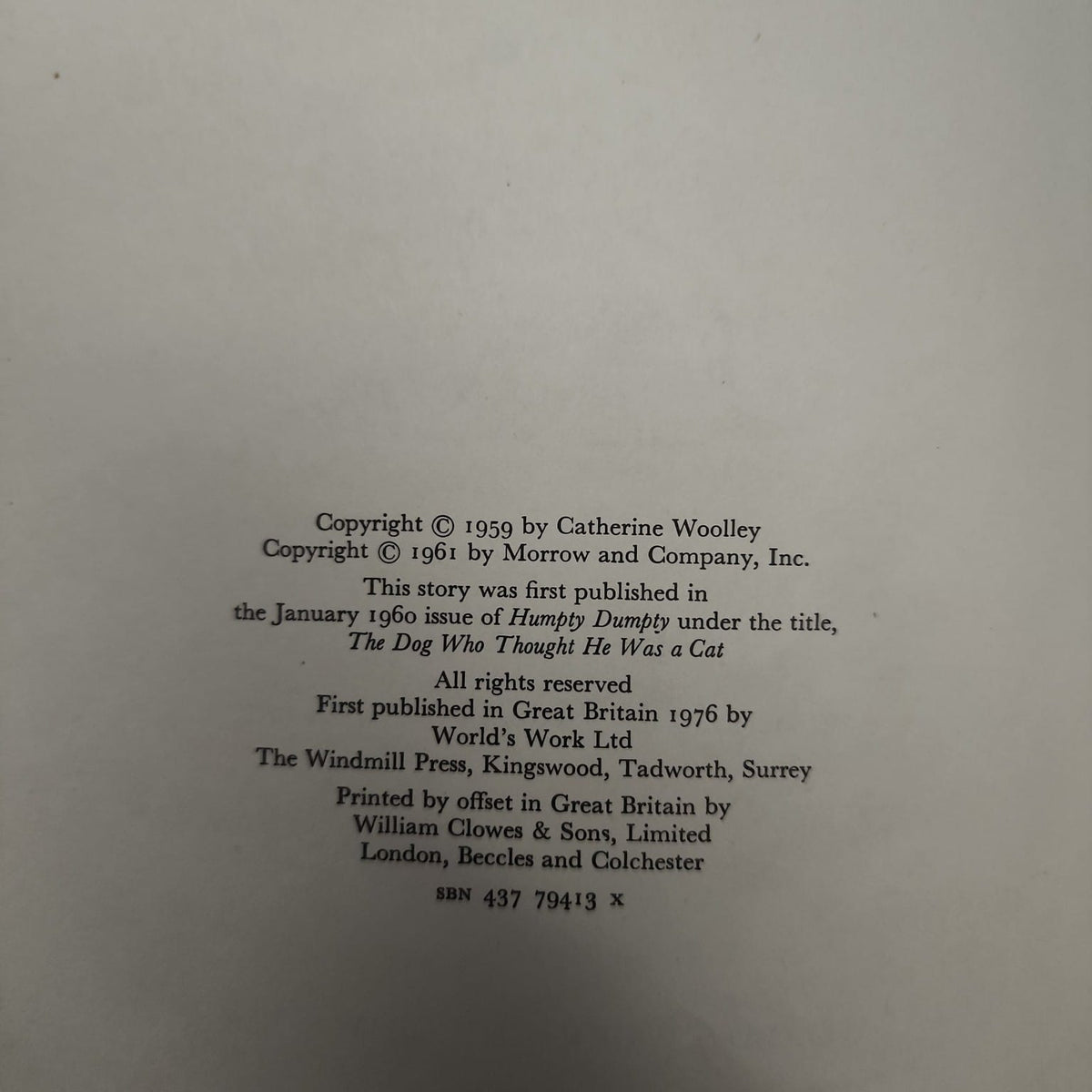A Little Dog Called Kitty copyright page