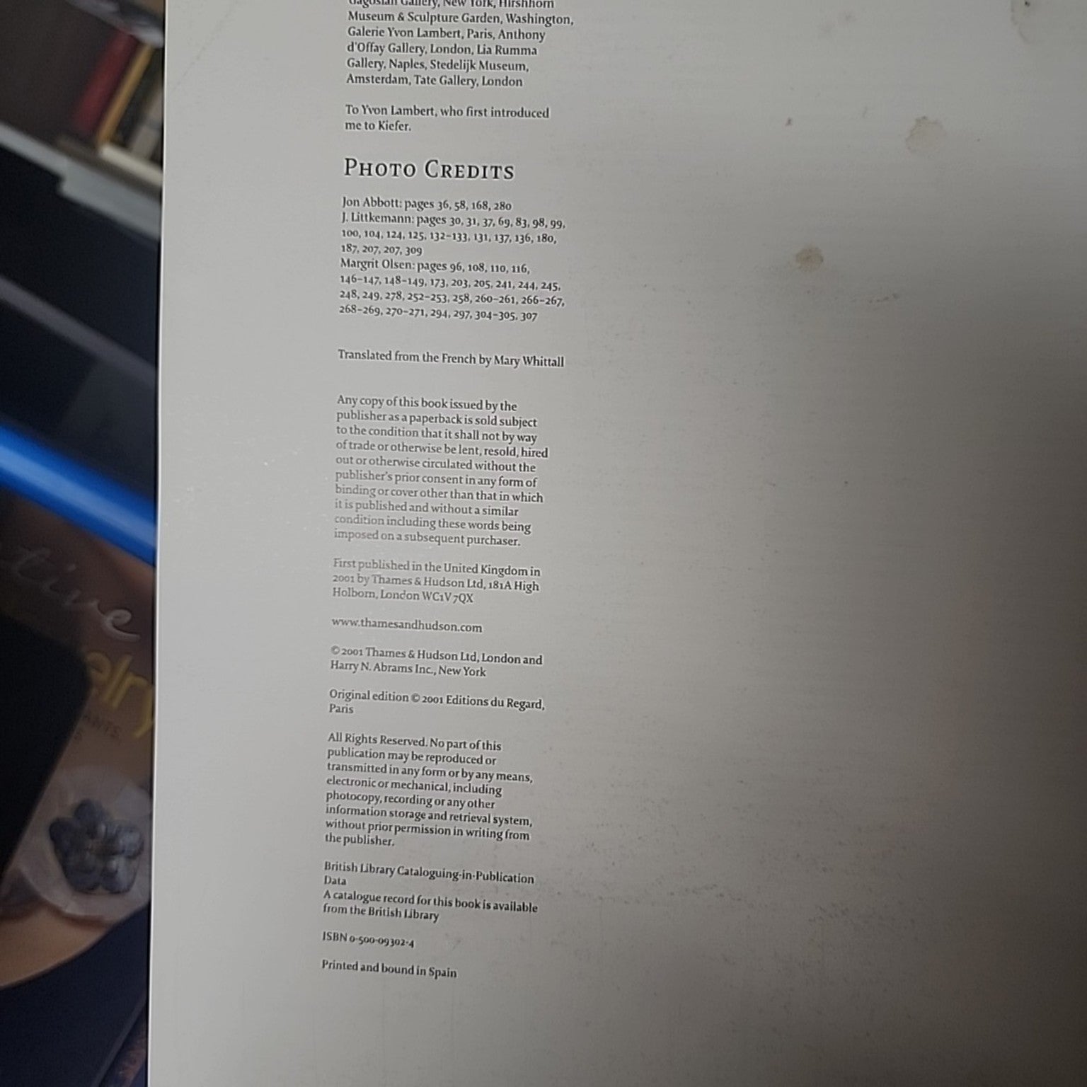 Copyright and ISBN page for Anselm Kiefer by Daniel Arasse