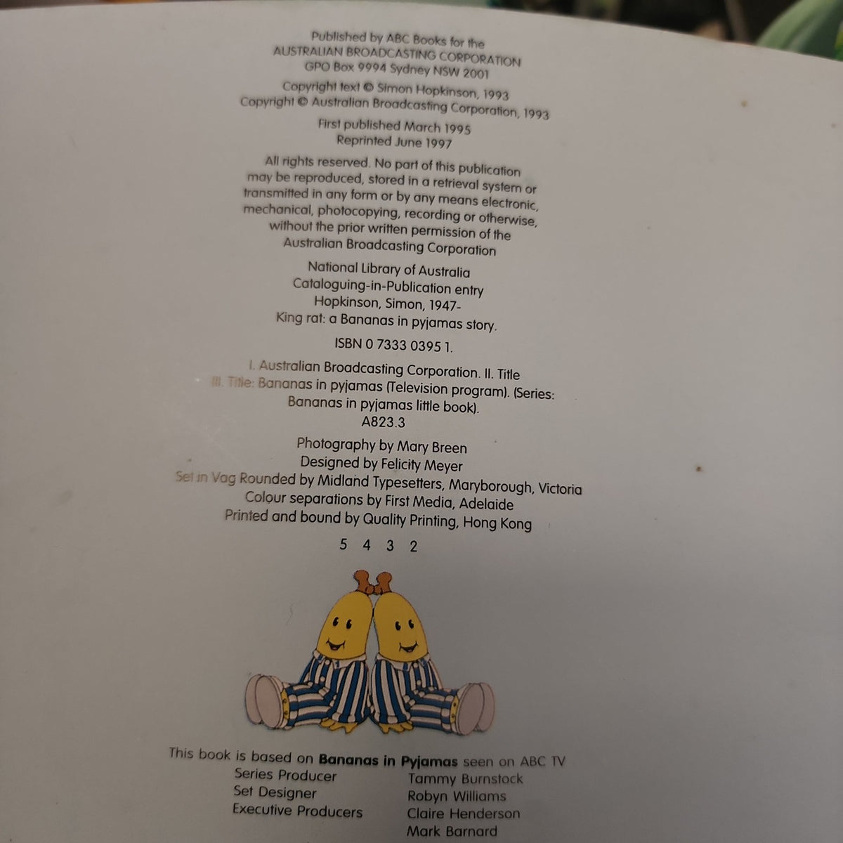 Bananas in Pyjamas King Rat copyright and publication details