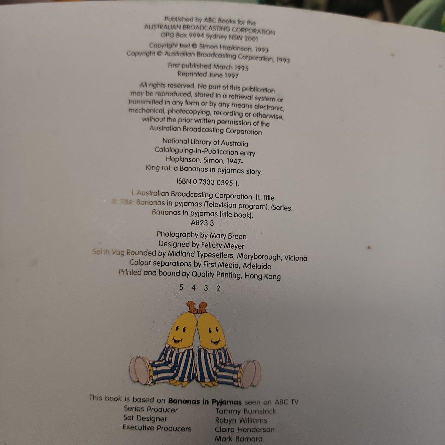 Bananas in Pyjamas King Rat copyright and publication details