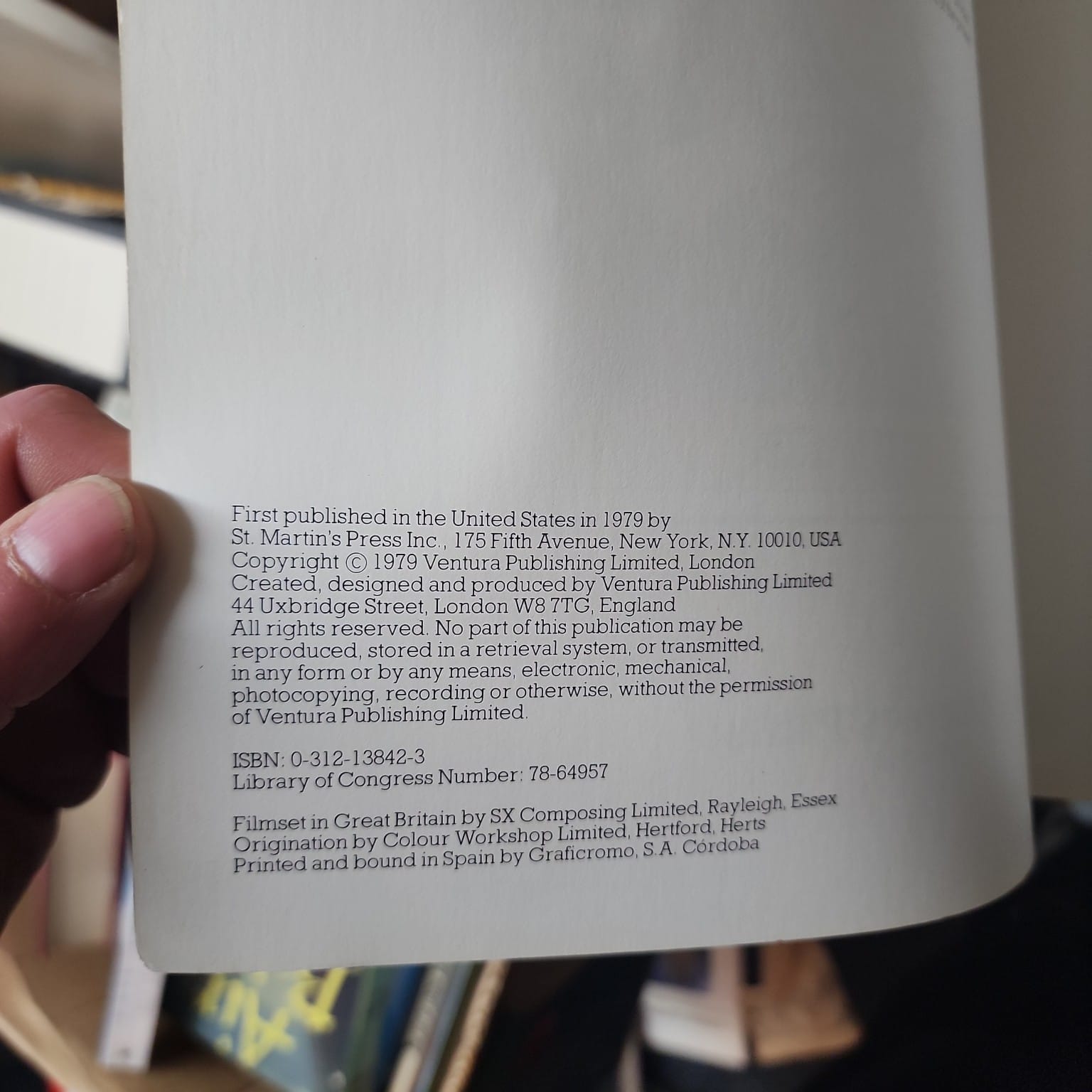 Copyright page of Cigarette Pack Art by Chris Mullen showing the 1979 St. Martin's Press edition and ISBN