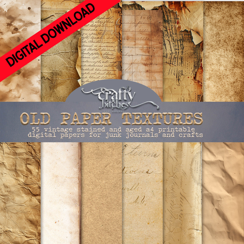 Aged and Textured Paper Digital Pack for Junk Journals