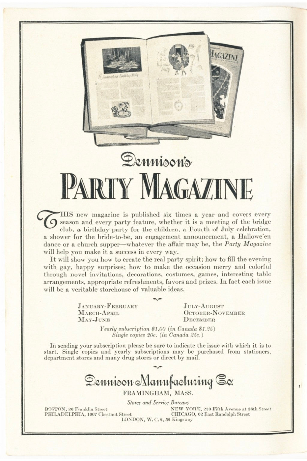 Vintage Dennison Party Magazine advertisement from How to Make Crepe Paper Costumes