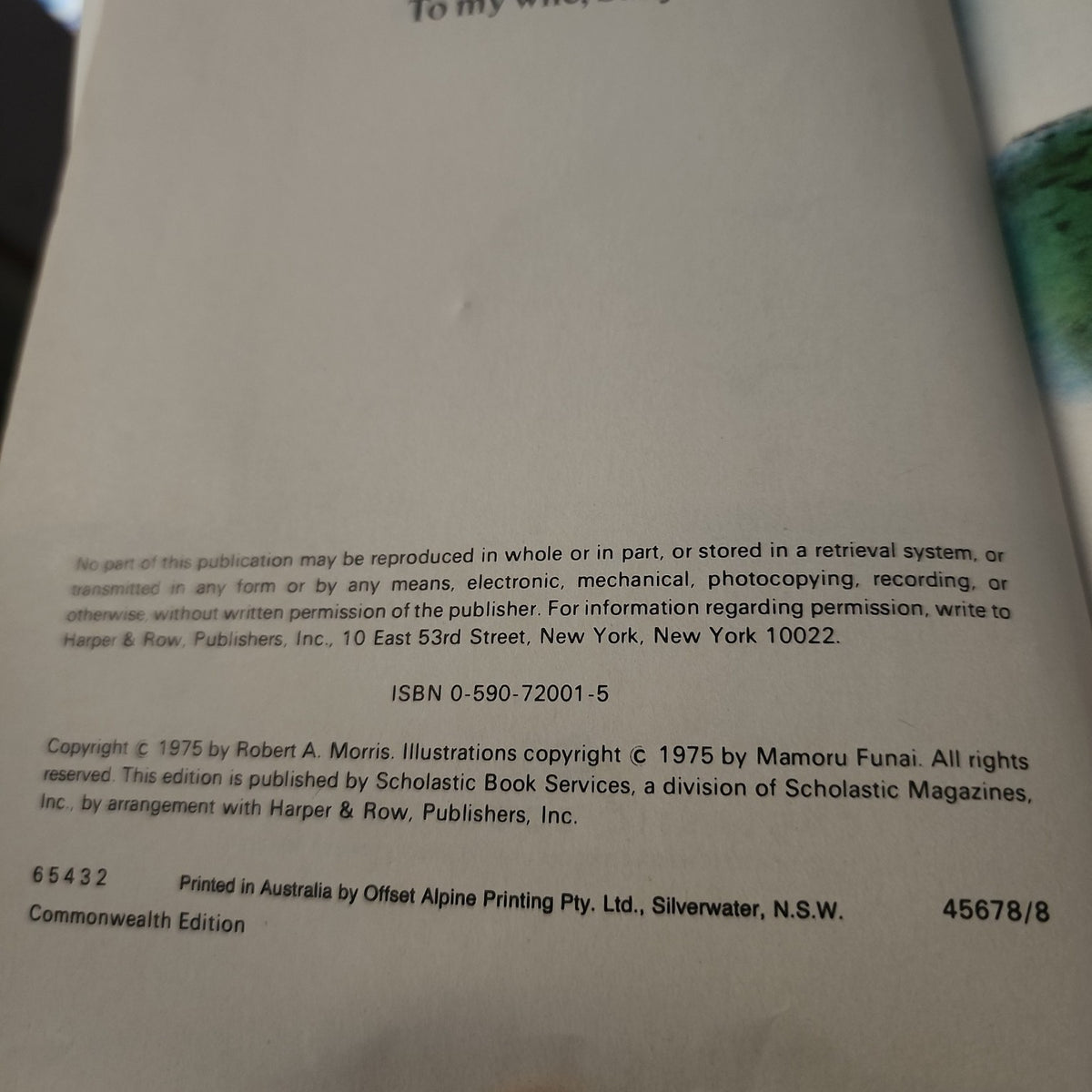 Dolphin by Robert A. Morris - copyright and ISBN page