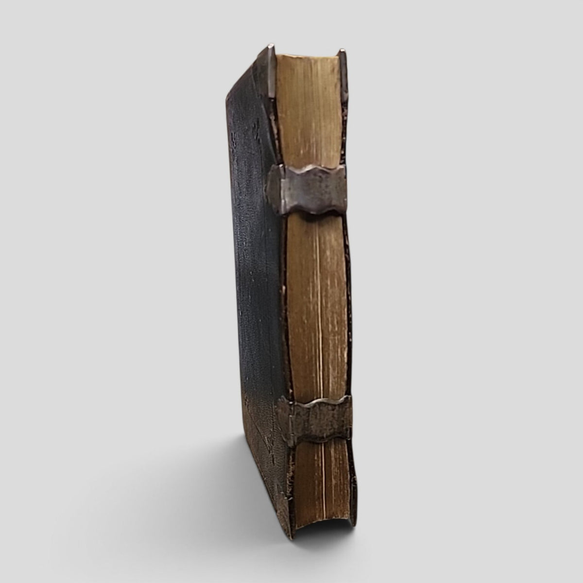 Antique English Version of the Polyglott Bible showing metal clasps and fore edge