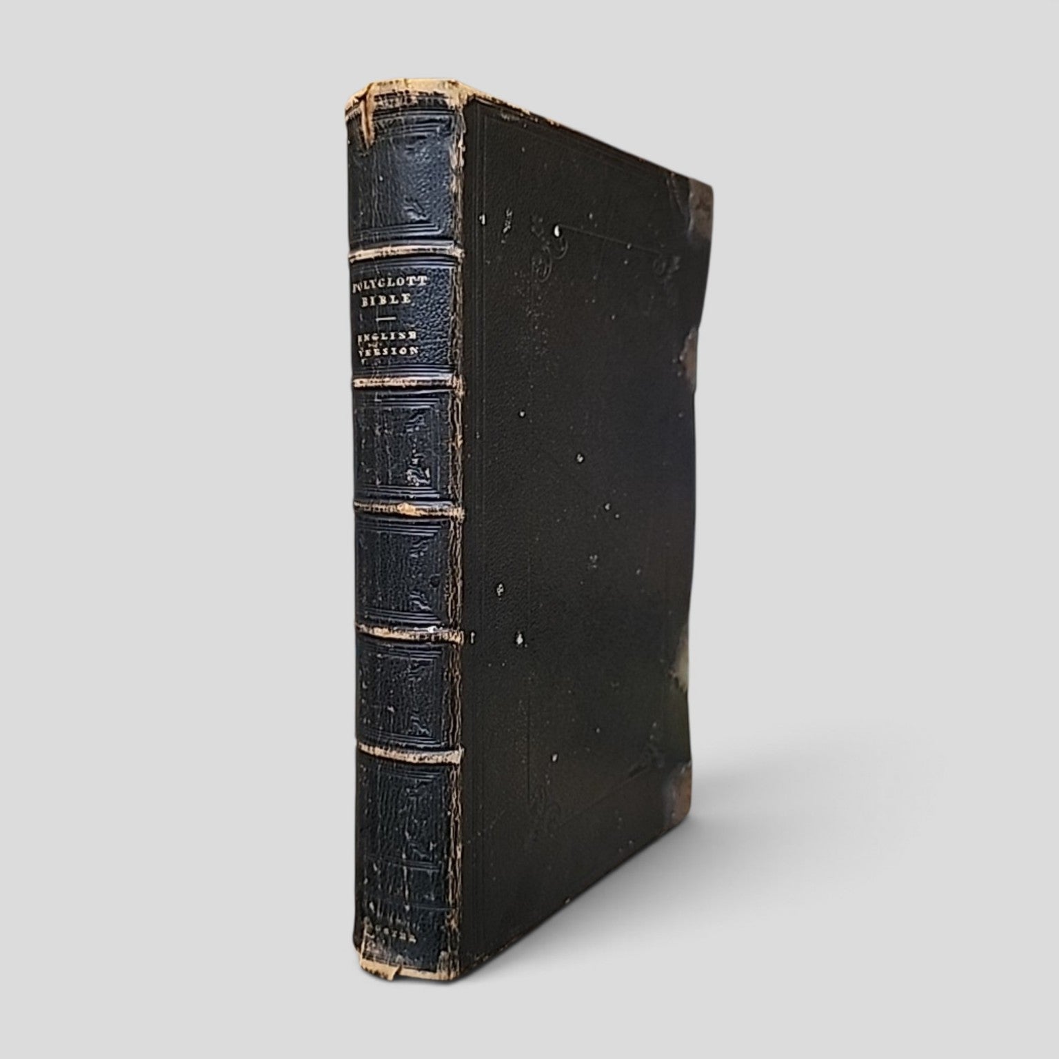 Antique English Version of the Polyglott Bible by Samuel Bagster, leather binding with metal clasps