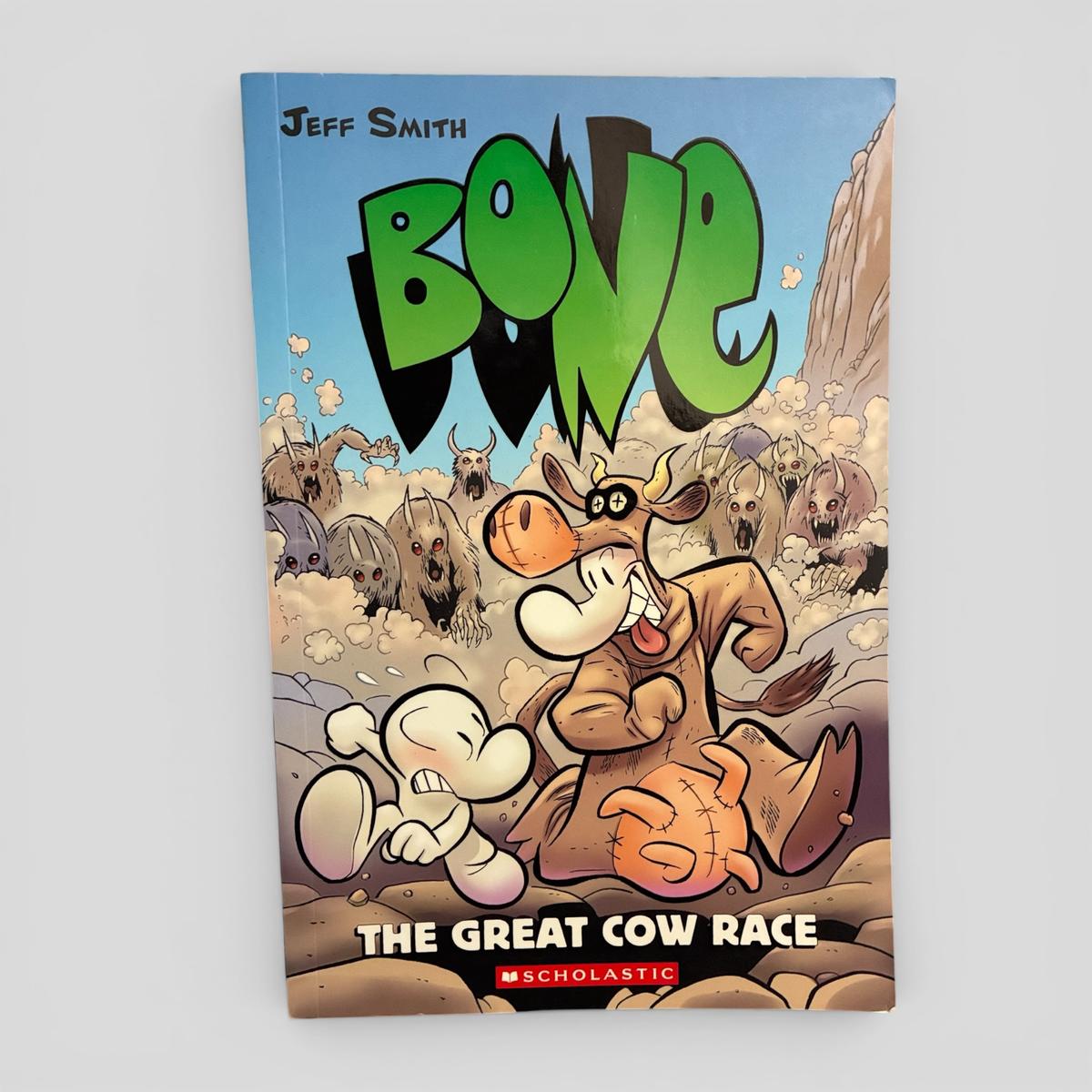 Bone: The Great Cow Race by Jeff Smith - book cover