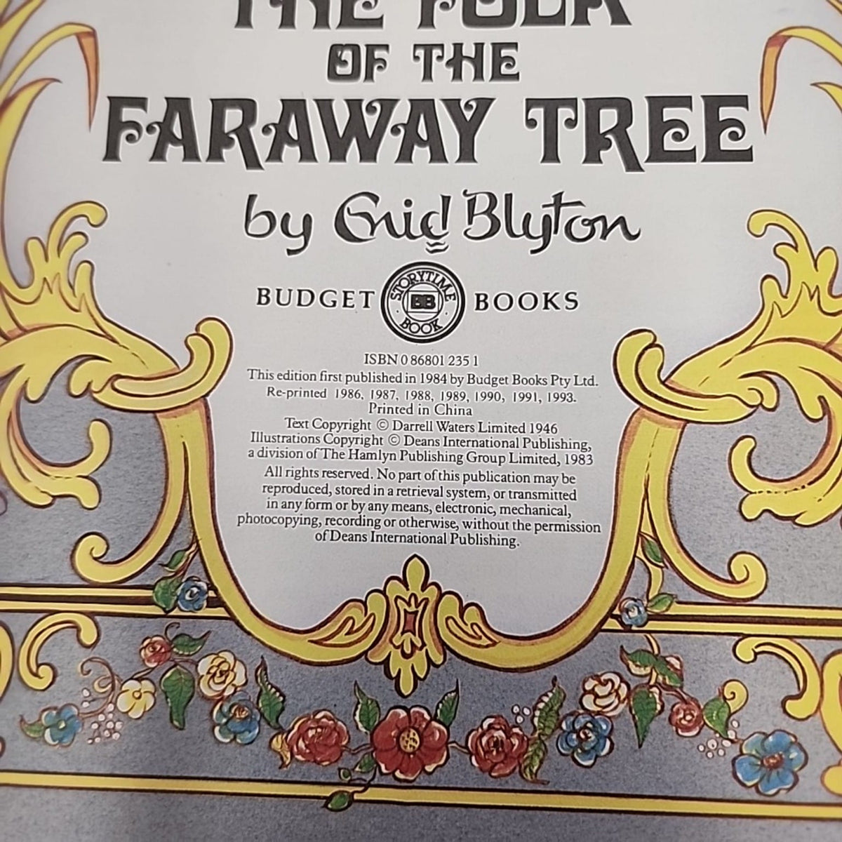 The Folk of the Faraway Tree copyright page showing ISBN 0868012351 and Happy Time Books reprint history