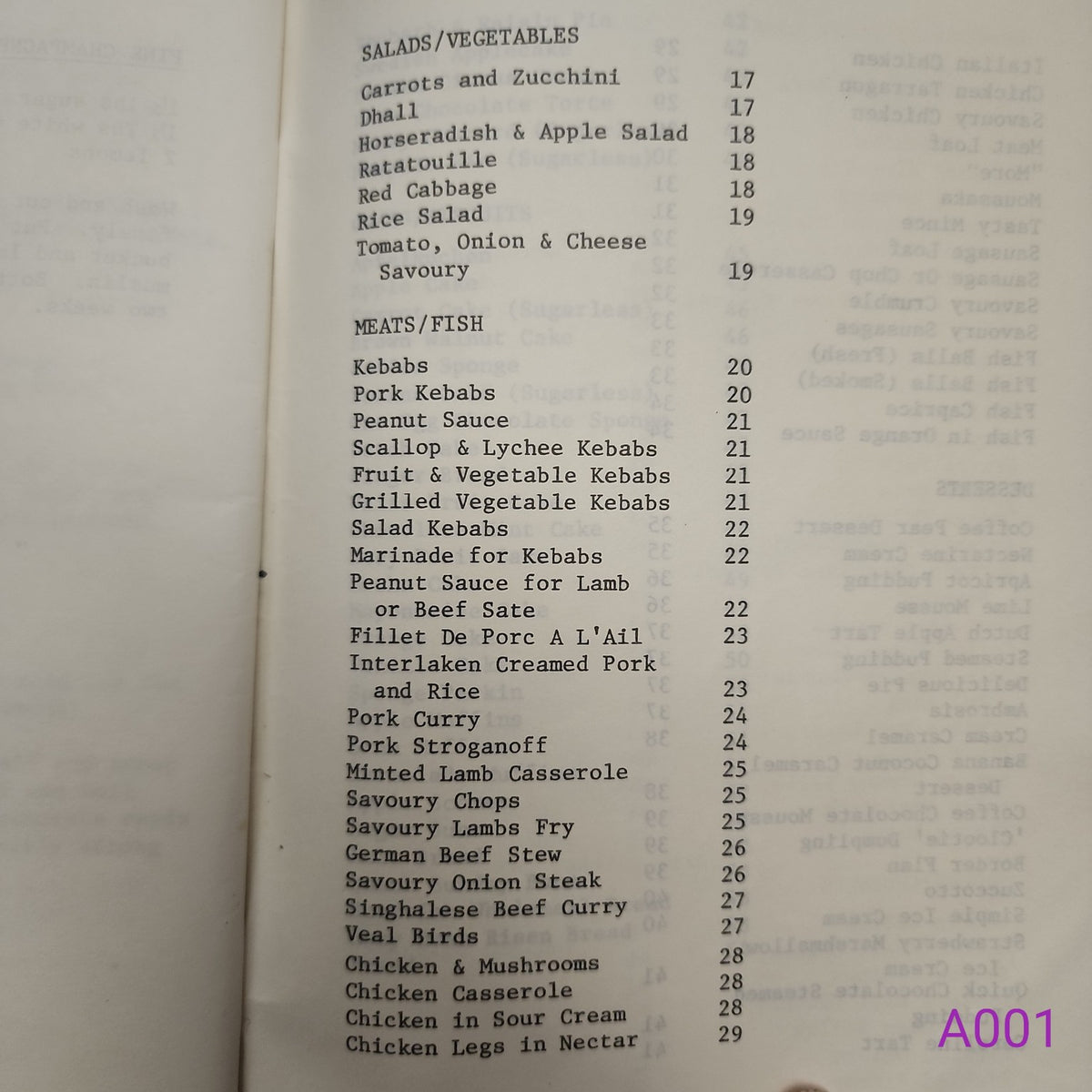 From the Parish Pantry index page salads vegetables meats fish