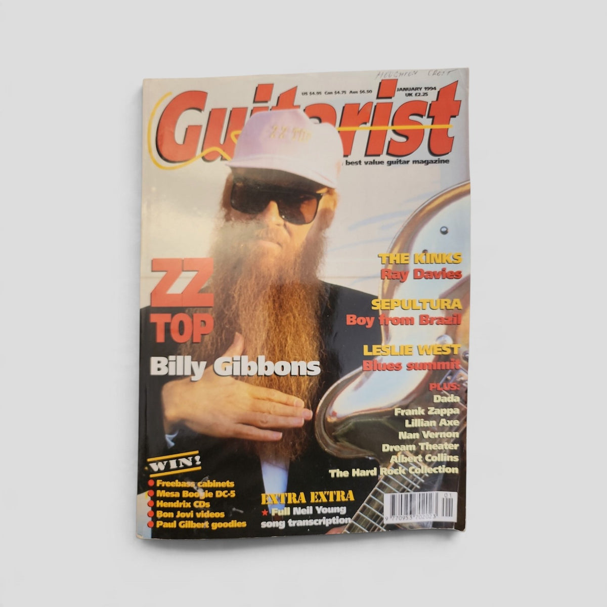 Guitarist Magazine — January 1994: Billy Gibbons / ZZ Top — front cover