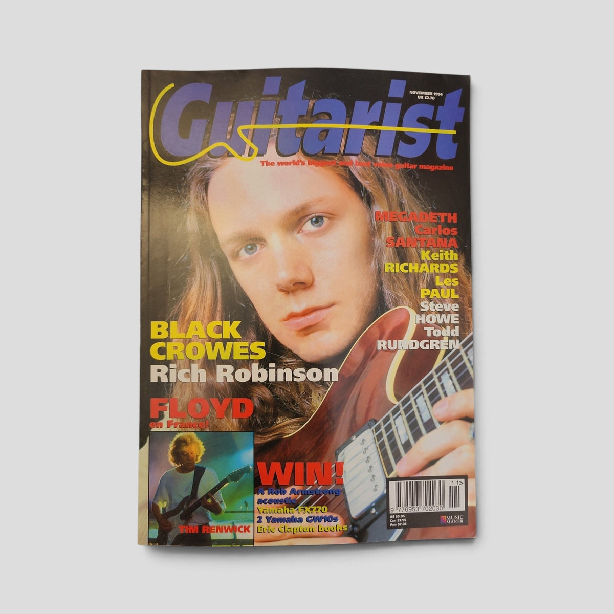 Guitarist Magazine — November 1994: Rich Robinson / Black Crowes — front cover