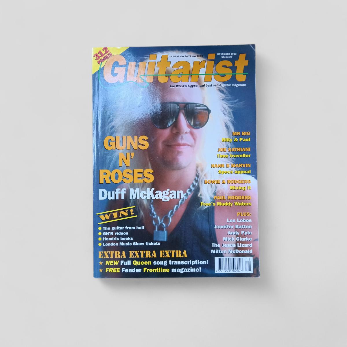 GUITARIST Magazine Nov 1993 Duff McKagan (GUNS N ROSES) Mr BIG SATRIANI H.MARVIN - Books Worth Keeping