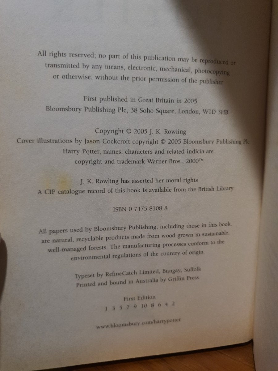 Harry Potter and the Half - Blood Prince by J.K. Rowling - Aus First Edition First Printing Edition - Books Worth Keeping