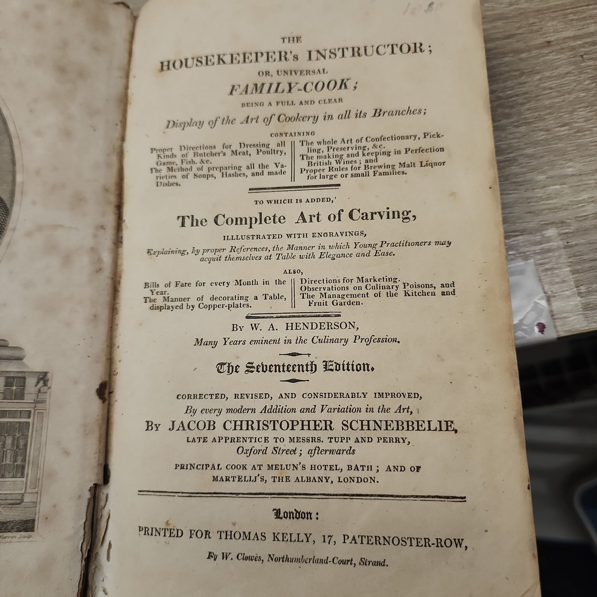 Close-up of the title page of The Housekeeper's Instructor, seventeenth edition