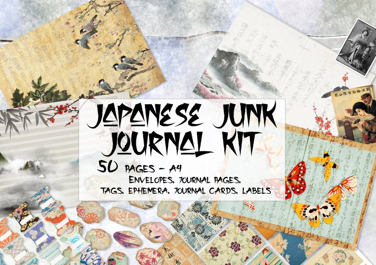 Huge Japanese Theme Digital Junk Journal Kit (A4) - Books Worth Keeping