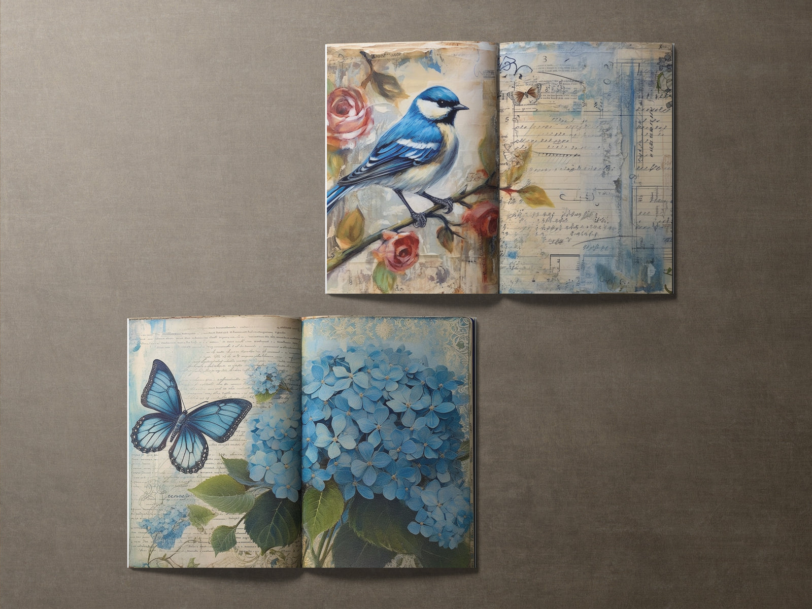 Shabby Blues MEGA Digital Junk Journal Kit - Over 100 Printable Journal Pages