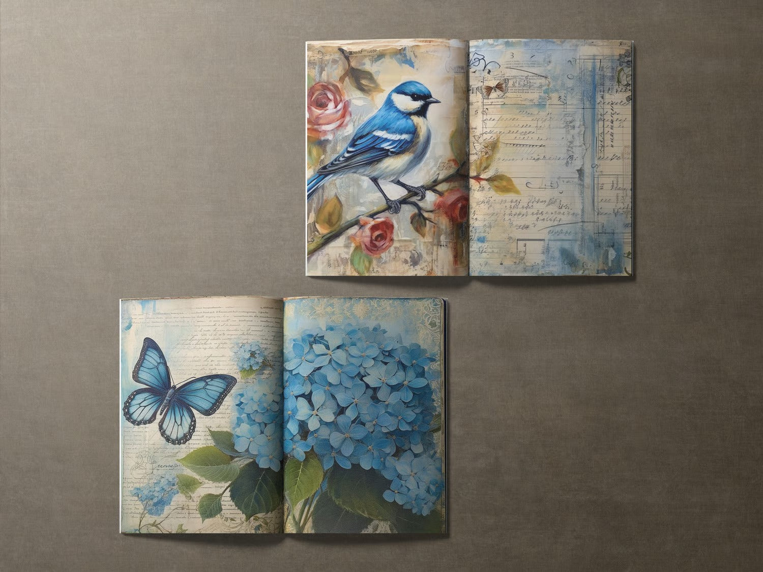 Shabby Blues MEGA Digital Junk Journal Kit - Over 100 Printable Journal Pages