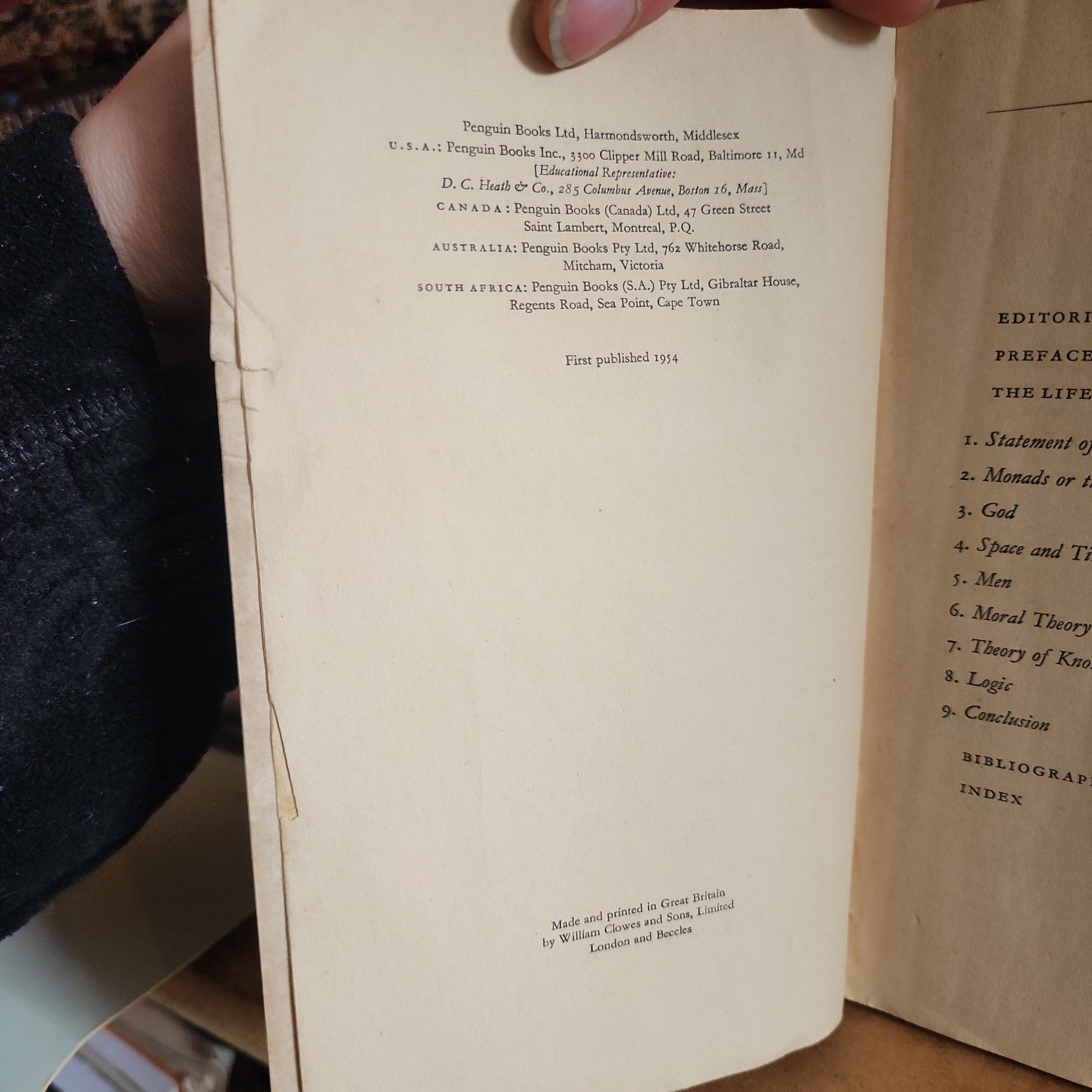 Leibniz by Ruth Lydia Saw - 1954 first edition copyright page