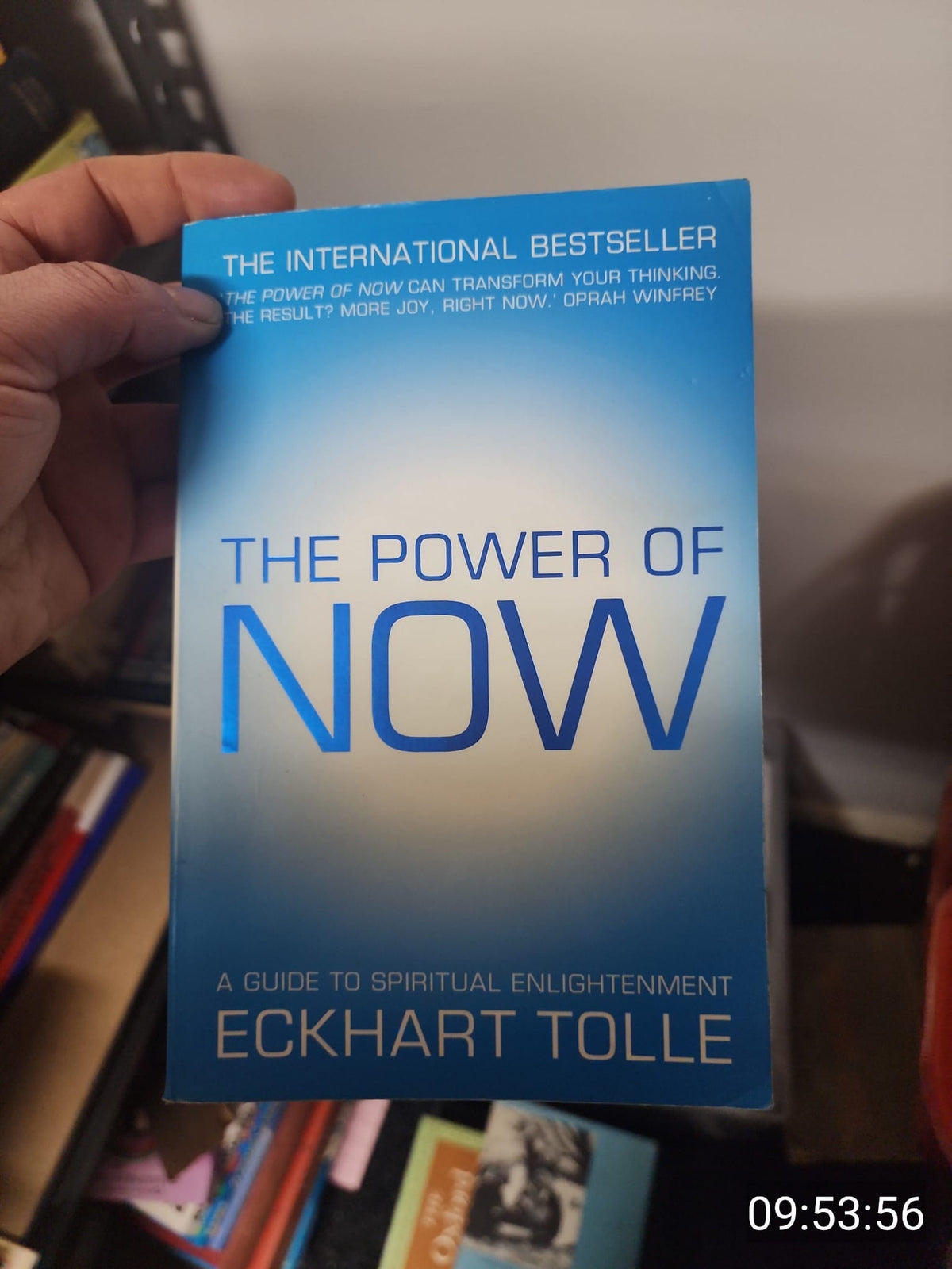 The Power of Now by Eckhart Tolle – actual blue and white paperback cover