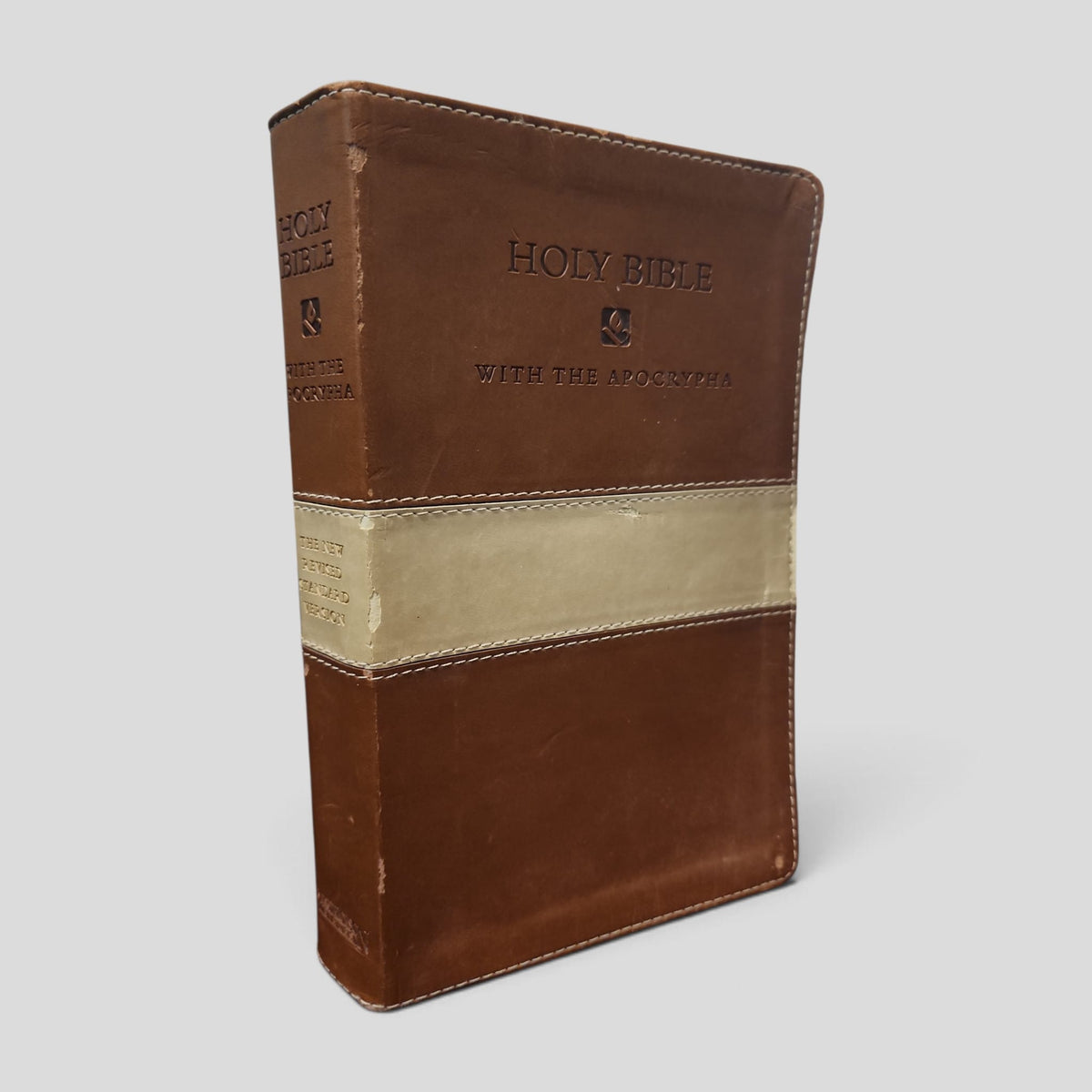 NRSV Bible with Apocrypha, Mocha on Cocoa cover showing wear