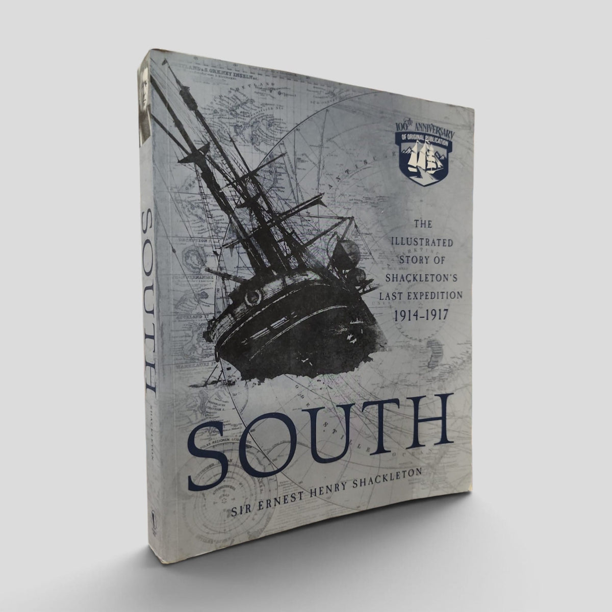 Front cover of South by Sir Ernest Henry Shackleton, illustrated 2019 centenary paperback
