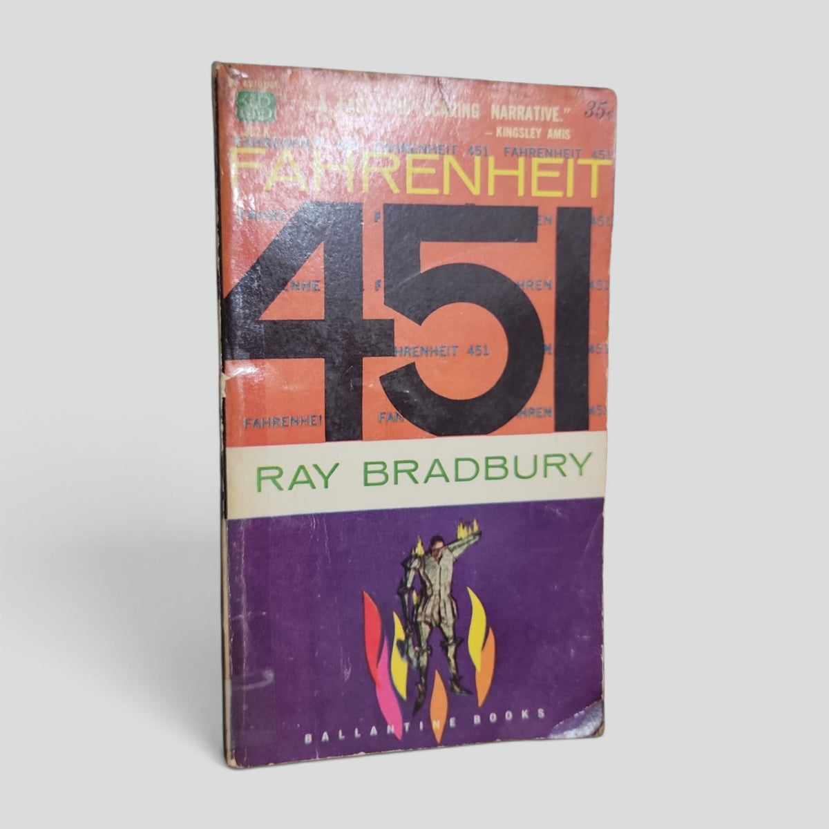Front cover of Fahrenheit 451 by Ray Bradbury (Vintage Ballantine Paperback)