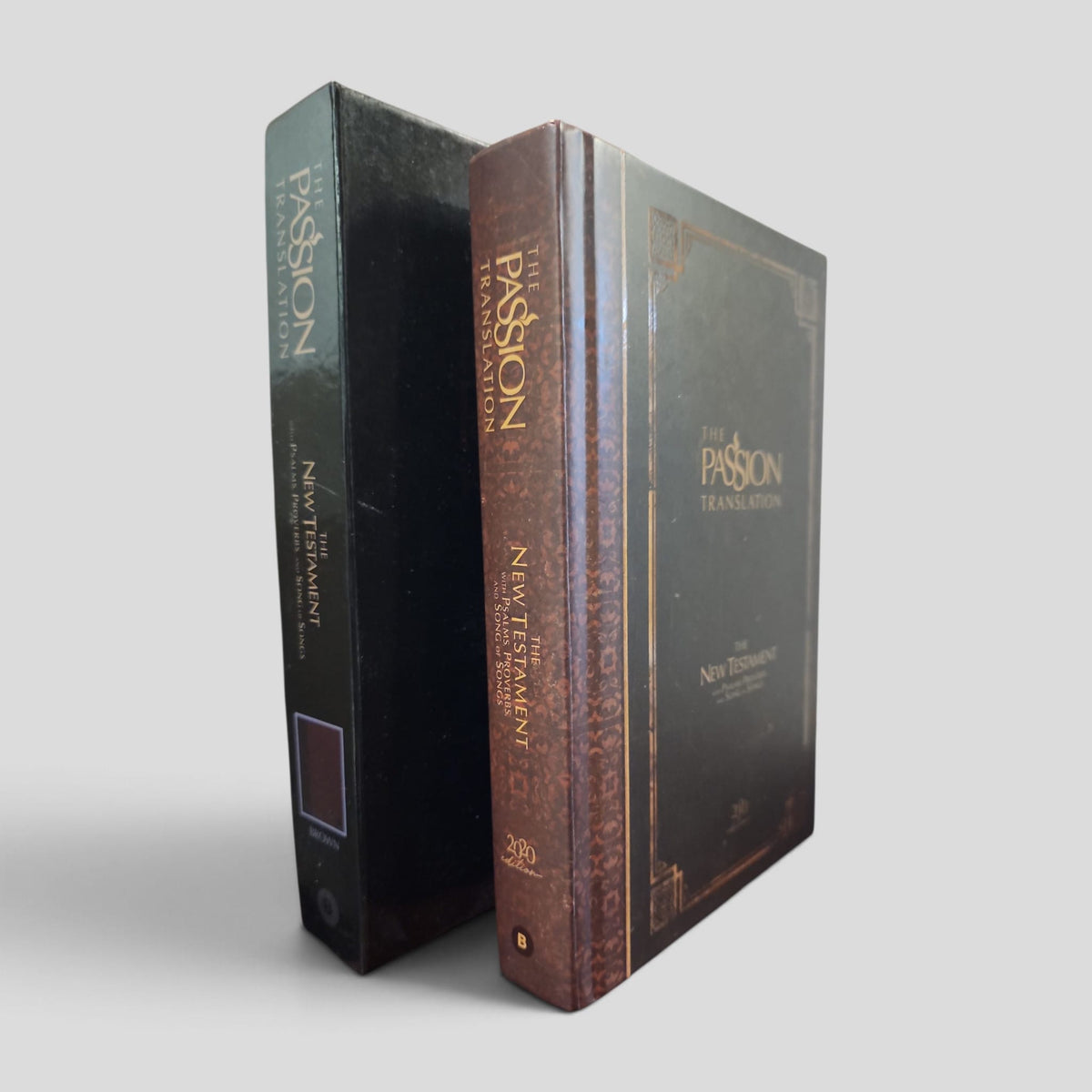 The Passion Translation 2020 espresso hardcover with mismatched supplied box
