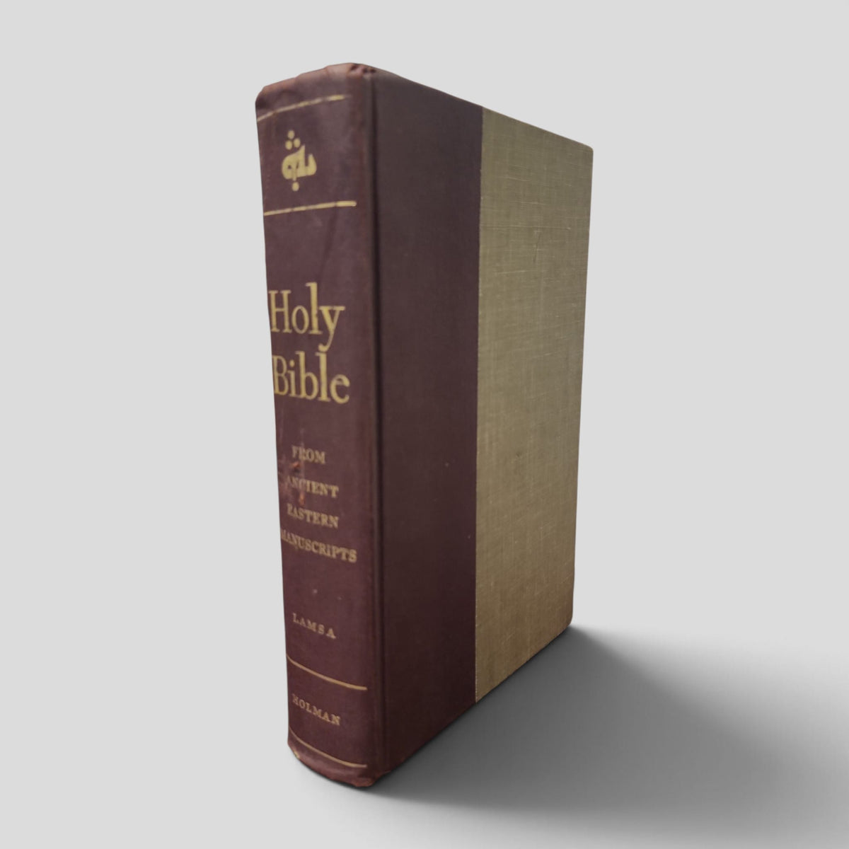 George M. Lamsa Holy Bible from Ancient Eastern Manuscripts — actual tan and burgundy hardcover