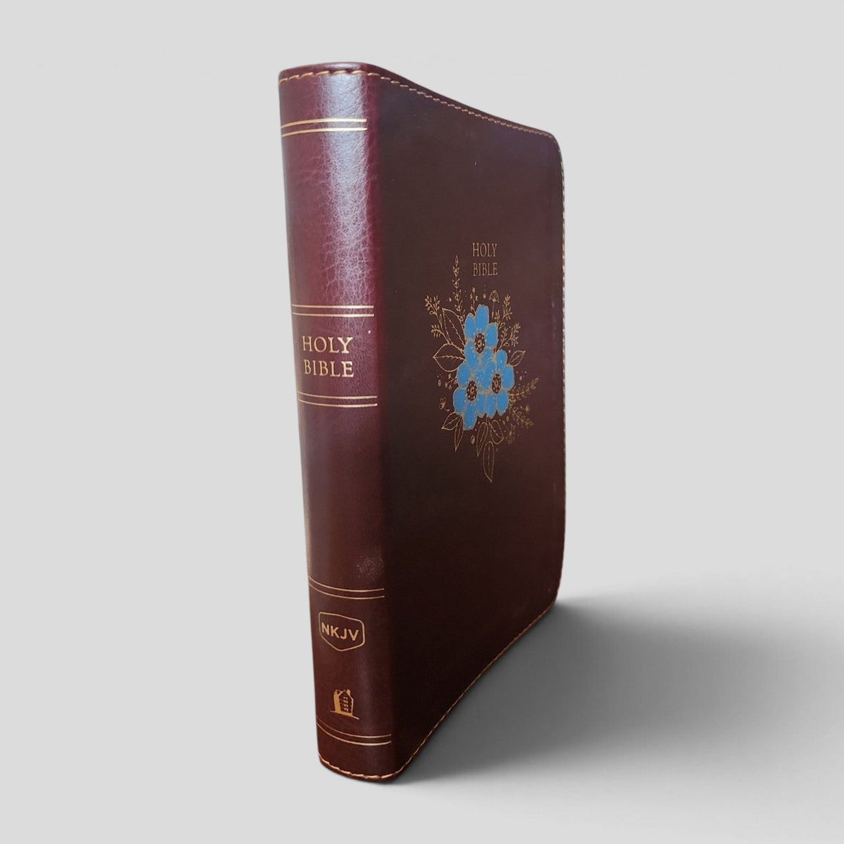 Holy Bible — NKJV Thinline, Burgundy Floral Cover — actual copy