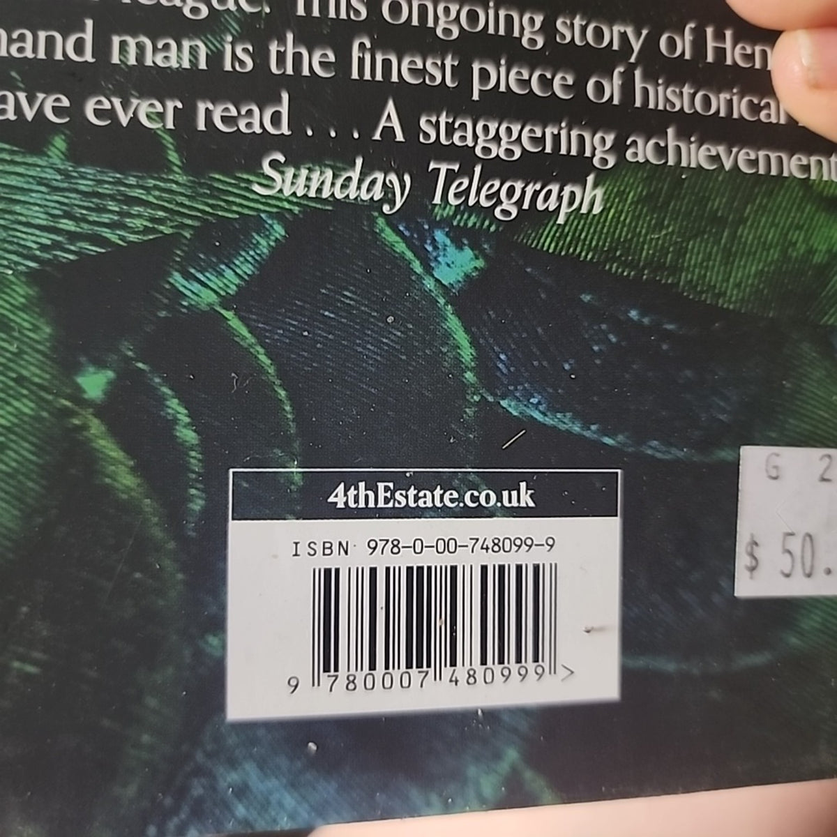 ISBN label for The Mirror & the Light by Hilary Mantel