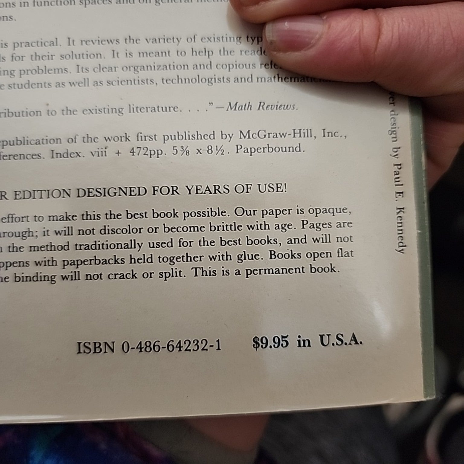 Modern Nonlinear Equations by Thomas L. Saaty back cover showing ISBN 0-486-64232-1