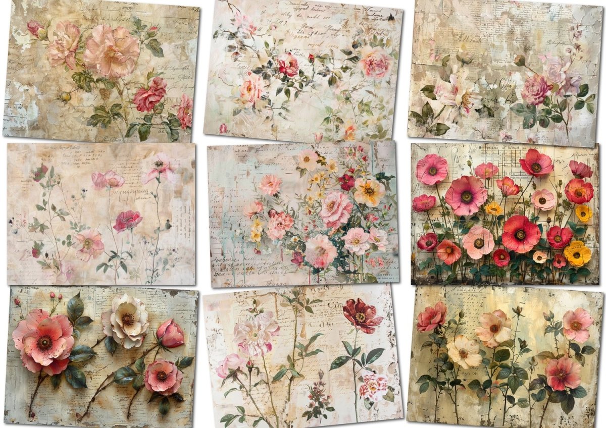 Moody Wildflowers - 52 Page Digital Paper Pack to Print at Home - Books Worth Keeping