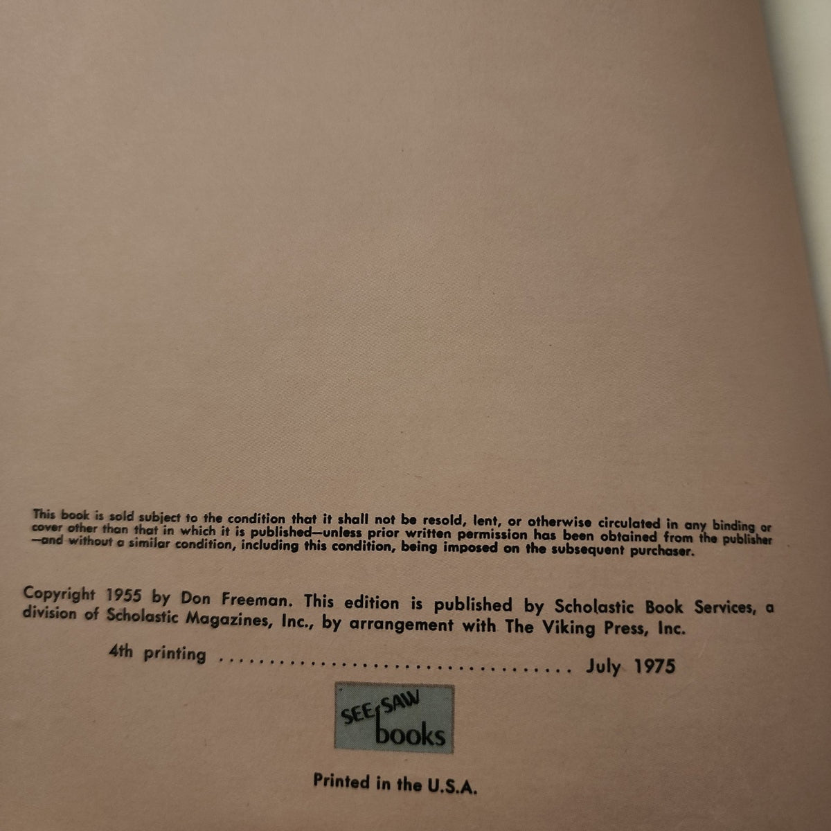 Mop Top by Don Freeman copyright and edition page