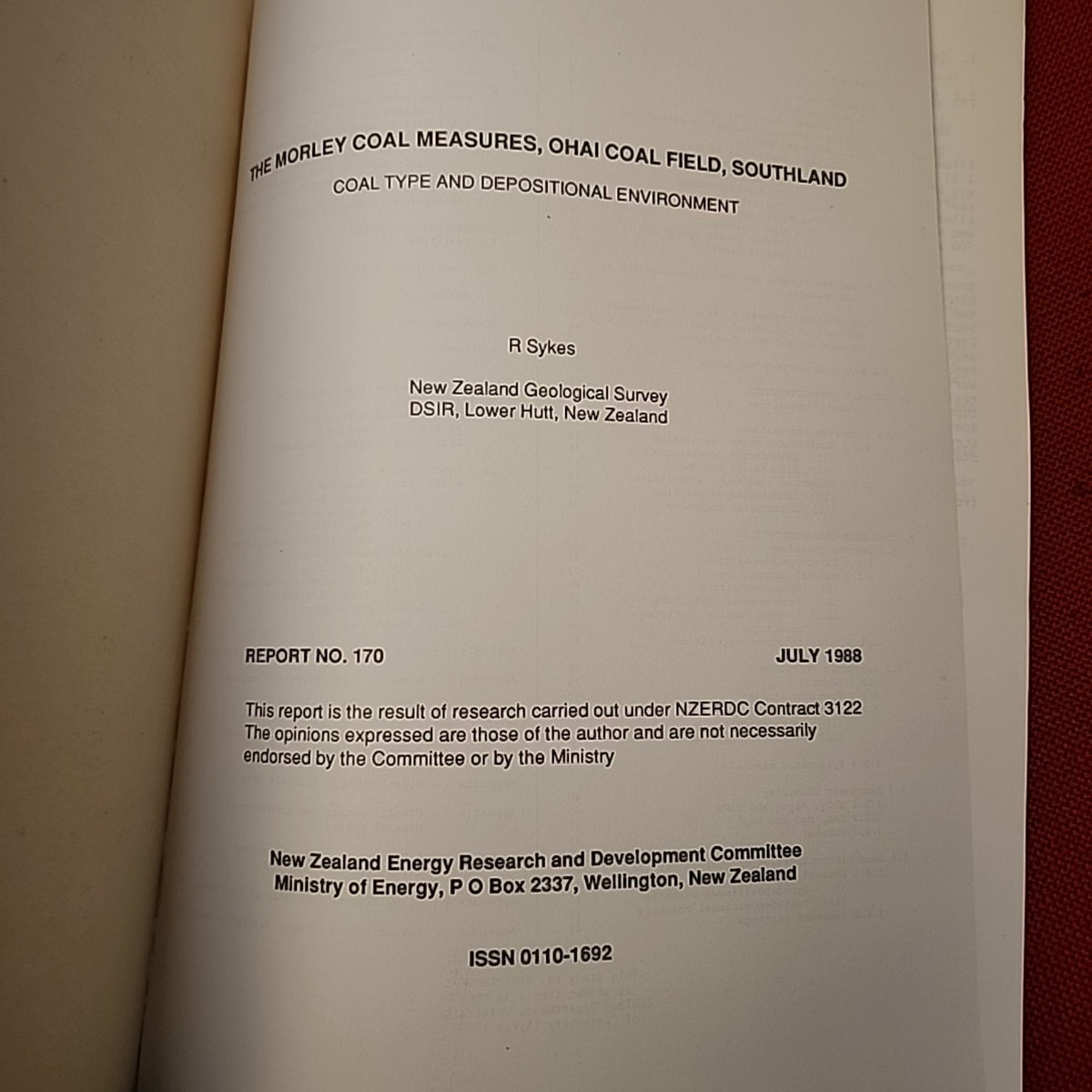 The Morley Coal Measures, Ohai Coalfield, Southland contents and internal pages