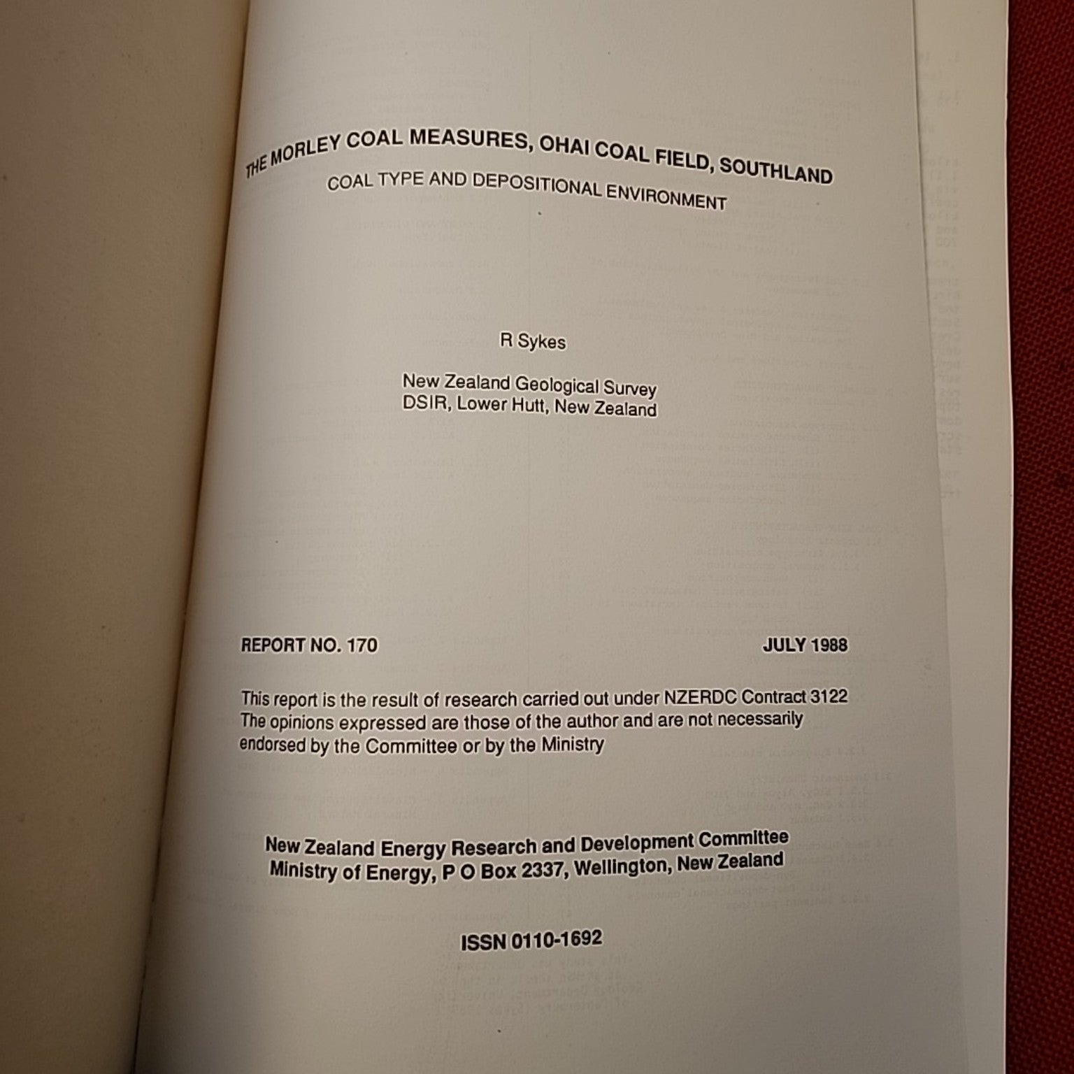 The Morley Coal Measures, Ohai Coalfield, Southland contents and internal pages