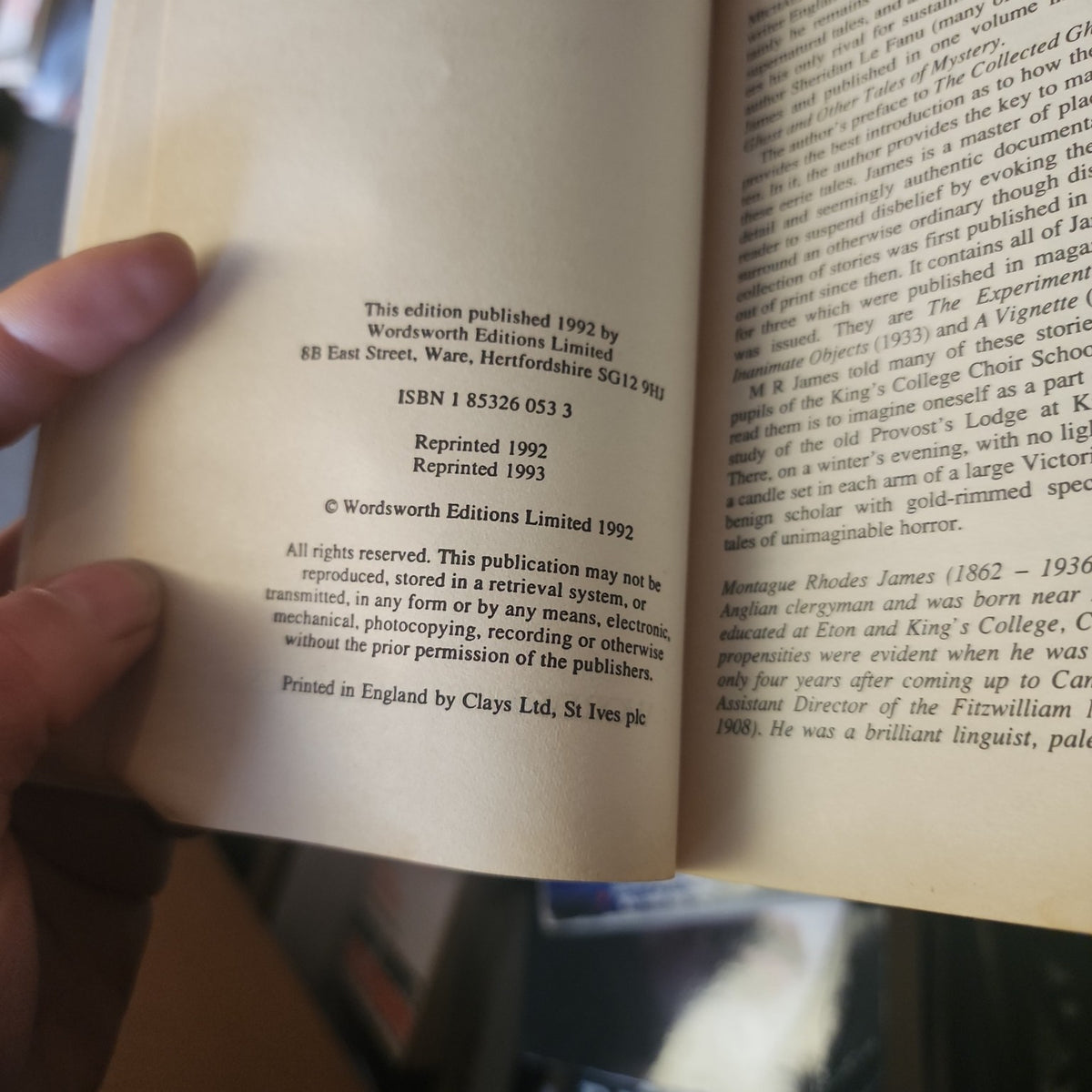 Copyright page showing Wordsworth Editions 1992 and ISBN 1853260533