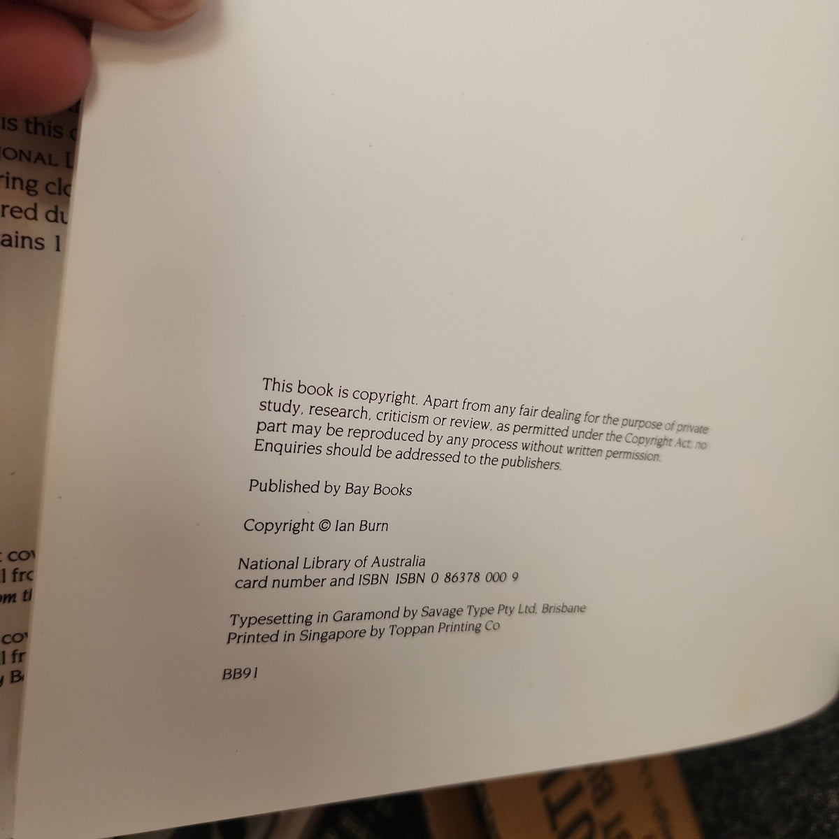 National Life & Landscapes by Ian Burn - copyright and ISBN page