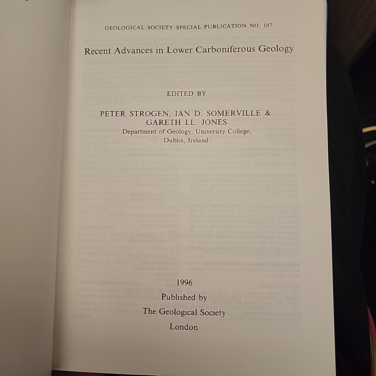 Recent Advances in Lower Carboniferous Geology title page