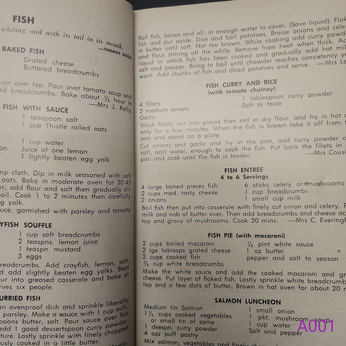 Selwyn District Girl Guides 300 Favourite Recipes fish recipes page