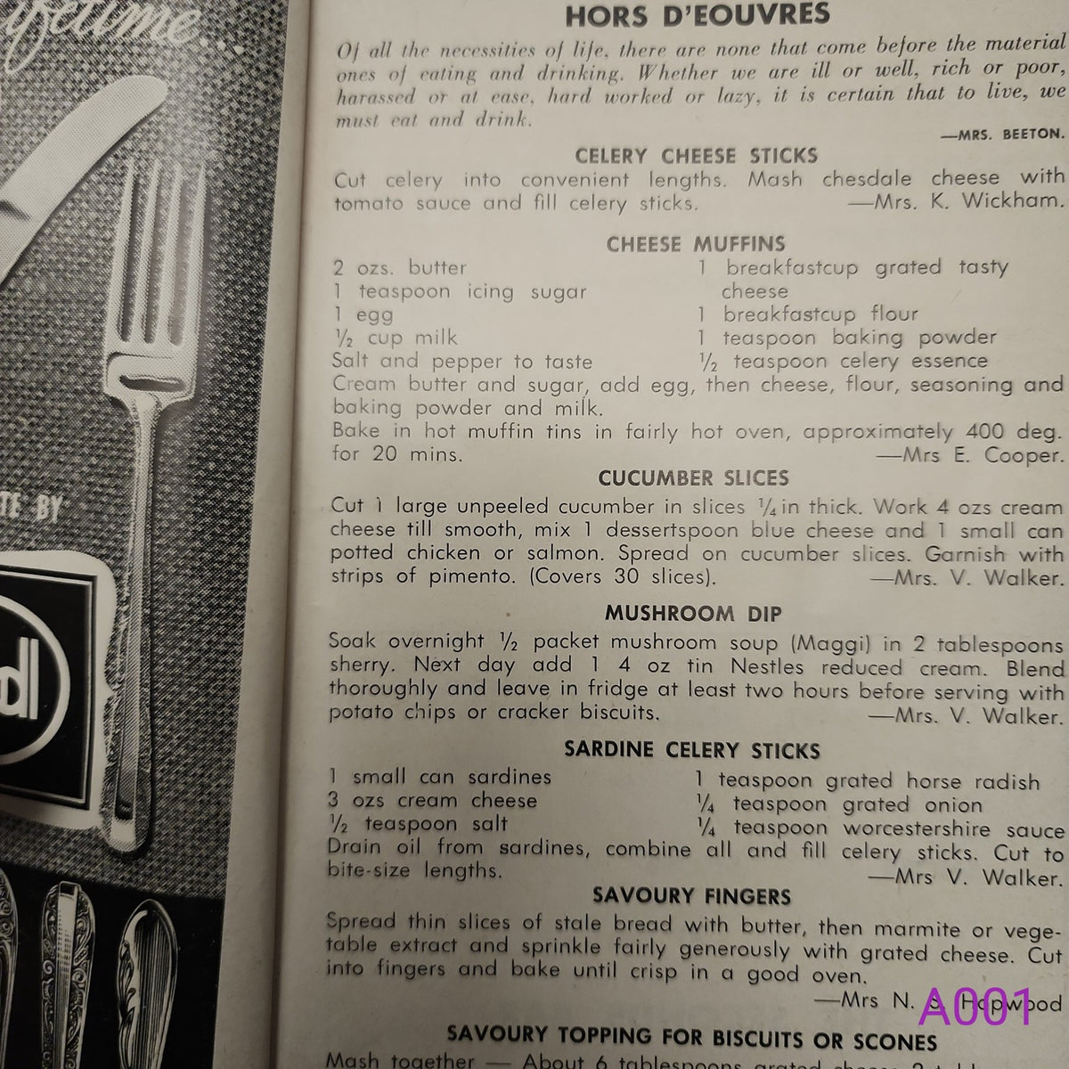 Selwyn District Girl Guides 300 Favourite Recipes hors d'oeuvres recipes page