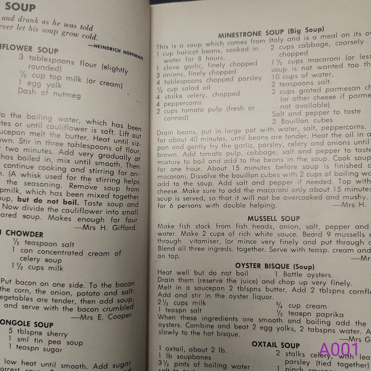 Selwyn District Girl Guides 300 Favourite Recipes soup recipes page