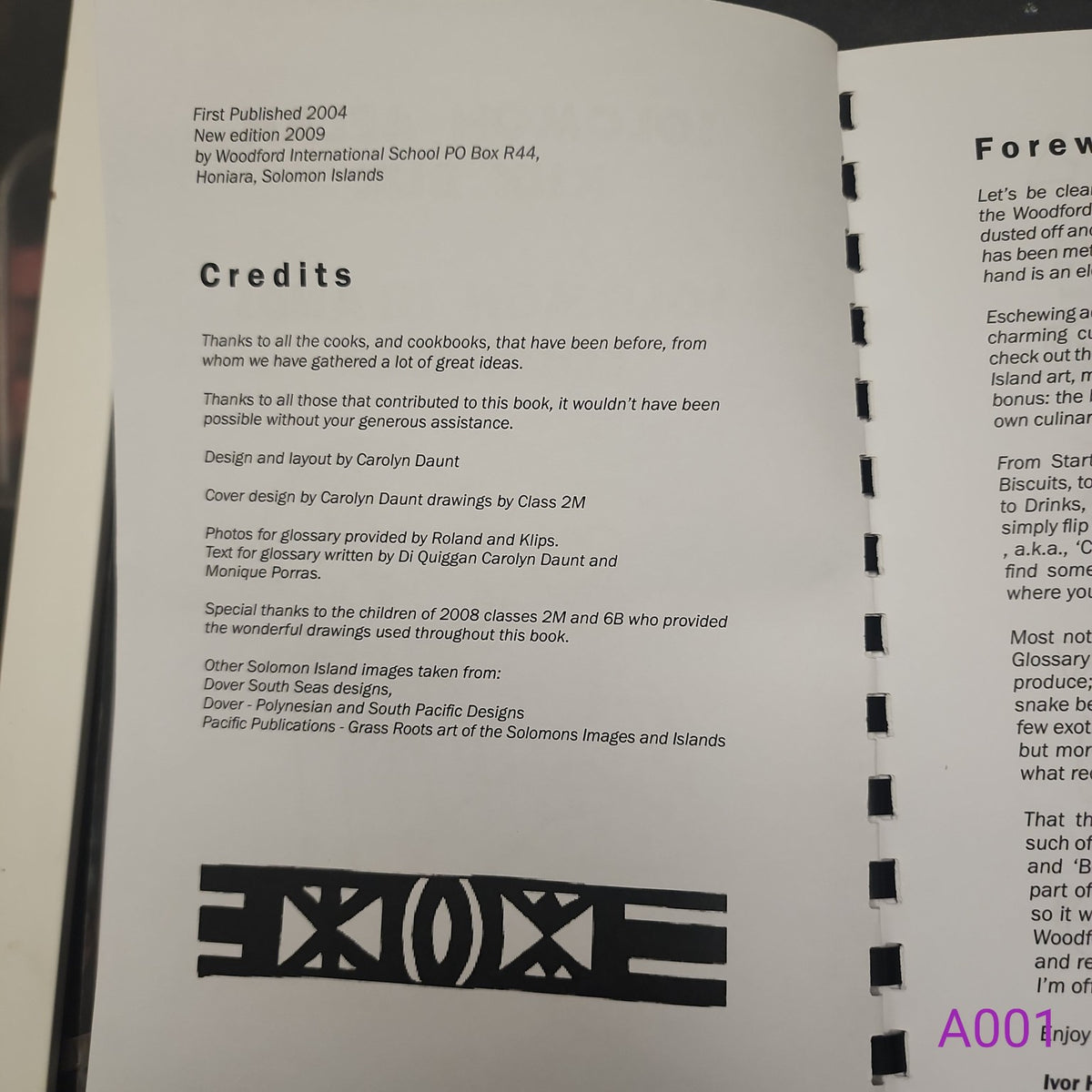 Solomon Islands Cook Book credits and publication page