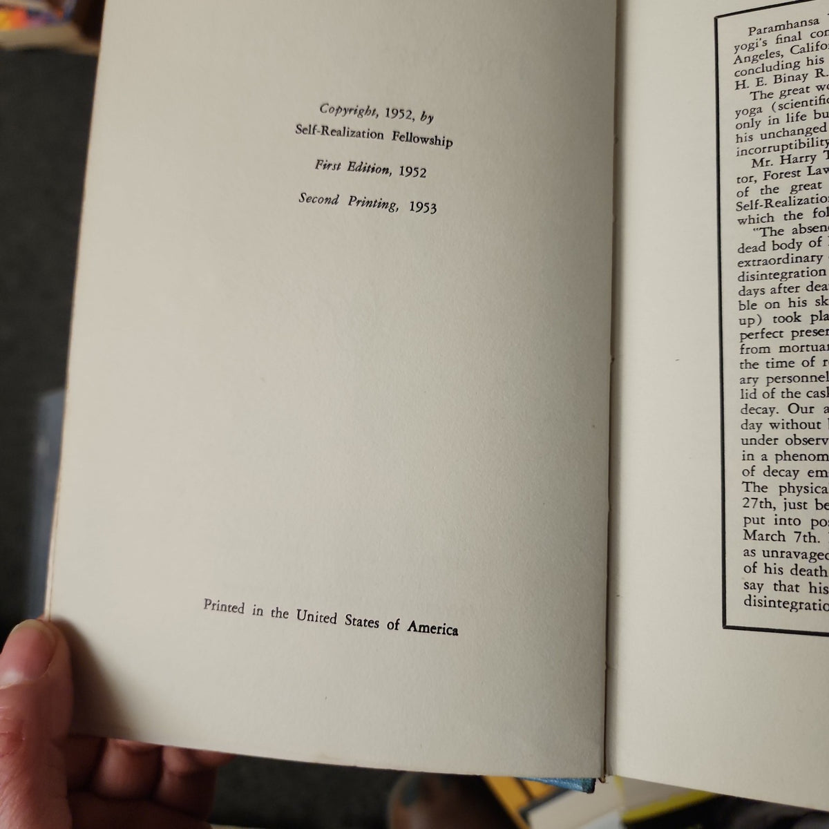 The Master Said copyright page showing first edition 1952 and second printing 1953