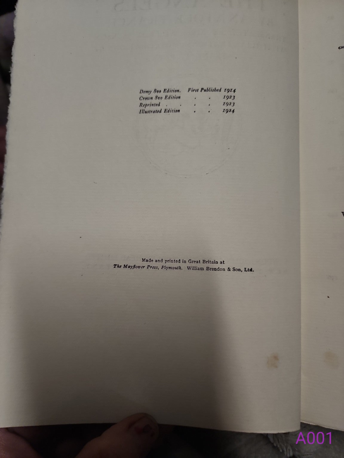 The Revolt of the Angels by Anatole France 1924 illustrated edition copyright page